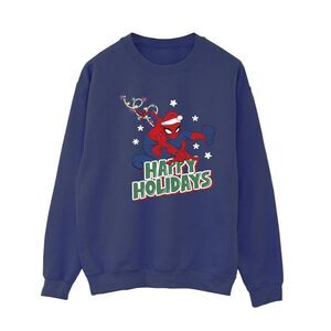 Spider-Man Womens/Ladies Happy Holidays Sweatshirt / Navy Blue